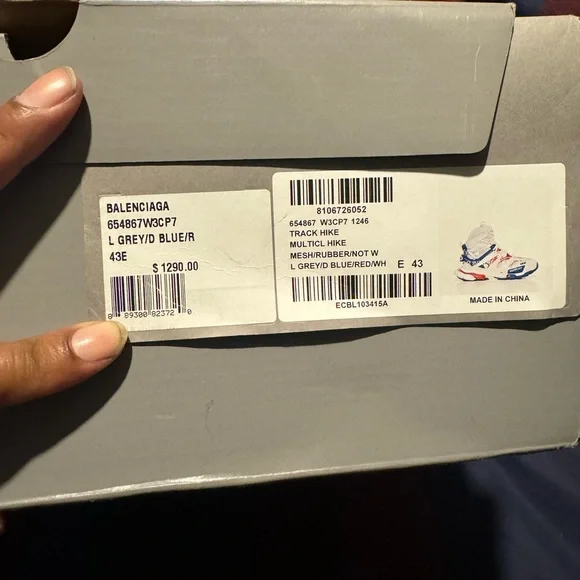 Balenciaga Gray and Blue Sneakers with Chunky Sole and Multi-layered Design